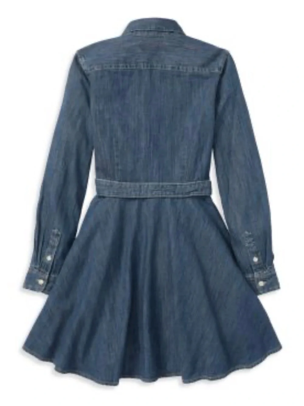 Ralph Lauren Dark Blue Denim Shirt Dress with Tie Waist